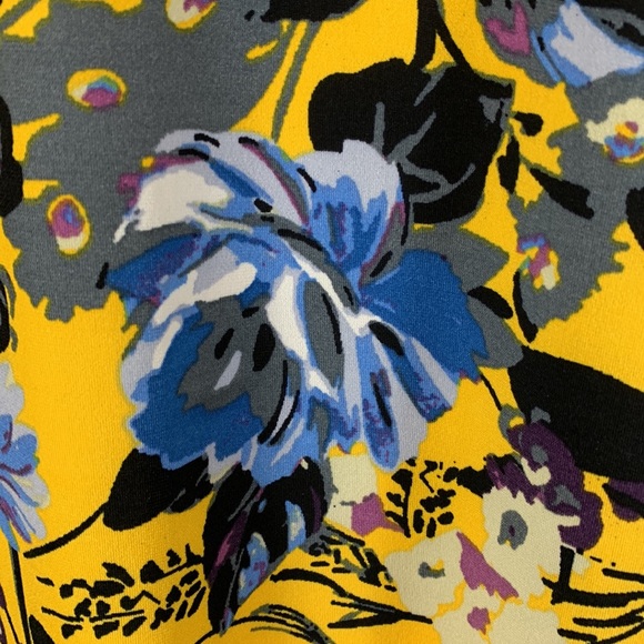 Alexandra Oak Dress Yellow Blue Black Floral XL Stretchy Pullover Polyester - Picture 5 of 11